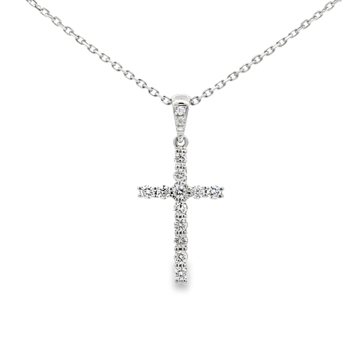 0.23 CTW Diamond 14K White Gold Cross Pendant Necklace