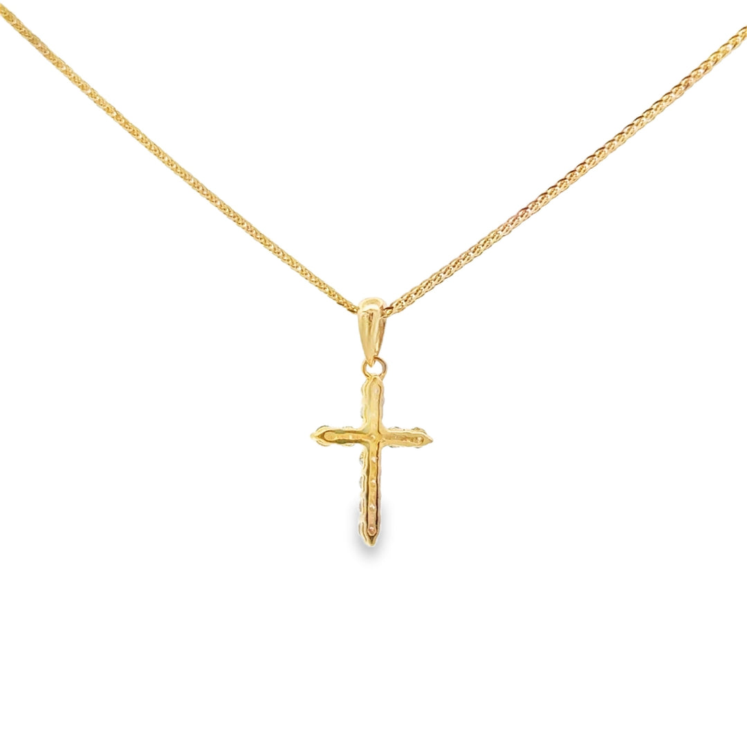0.24 CTW Diamond 18K Yellow Gold Cross Pendant Necklace