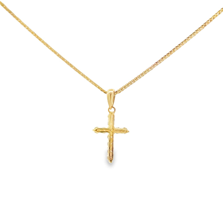 0.24 CTW Diamond 18K Yellow Gold Cross Pendant Necklace