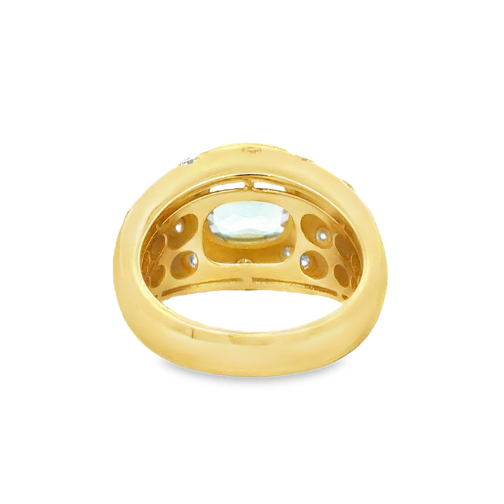 2.45 CT Sky Blue Topaz 0.33 CTW Diamond 18K Yellow Gold Ring