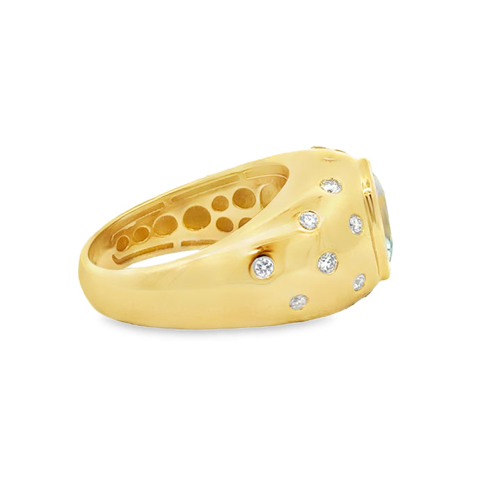 2.45 CT Sky Blue Topaz 0.33 CTW Diamond 18K Yellow Gold Ring