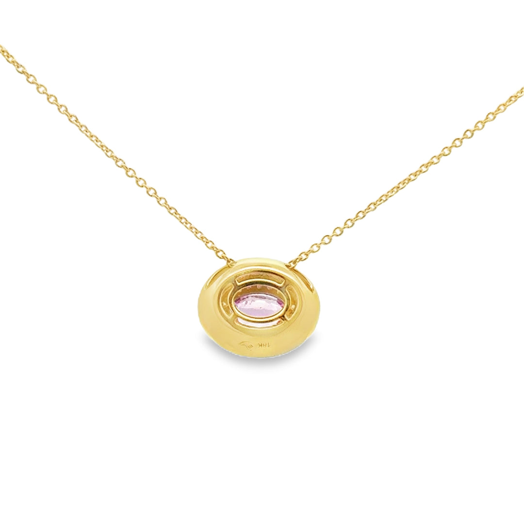 0.54 CT Pink Sapphire & 0.09 CTW Diamond 18K Yellow Gold Necklace