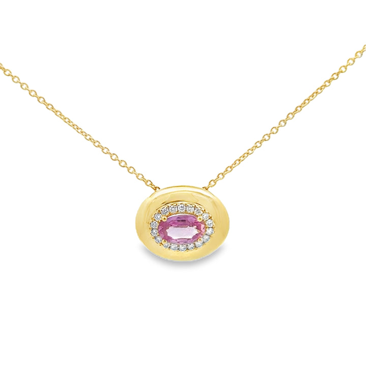 0.54 CT Pink Sapphire & 0.09 CTW Diamond 18K Yellow Gold Necklace