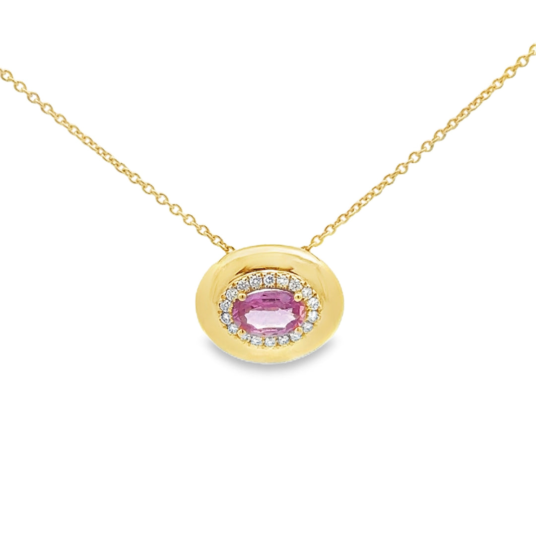 0.54 CT Pink Sapphire & 0.09 CTW Diamond 18K Yellow Gold Necklace