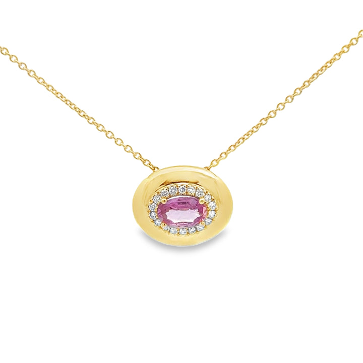 0.54 CT Pink Sapphire & 0.09 CTW Diamond 18K Yellow Gold Necklace
