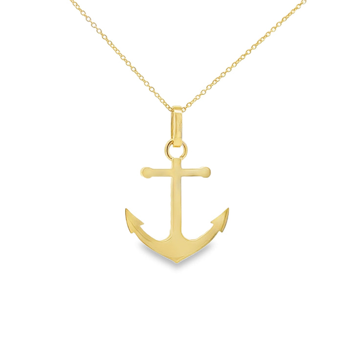 0.62 CTW Diamond Anchor Pendant Necklace in 18K Yellow Gold