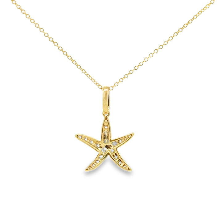 Doves 0.26 CTW Diamond 18K Yellow Gold Starfish Pendant Necklace