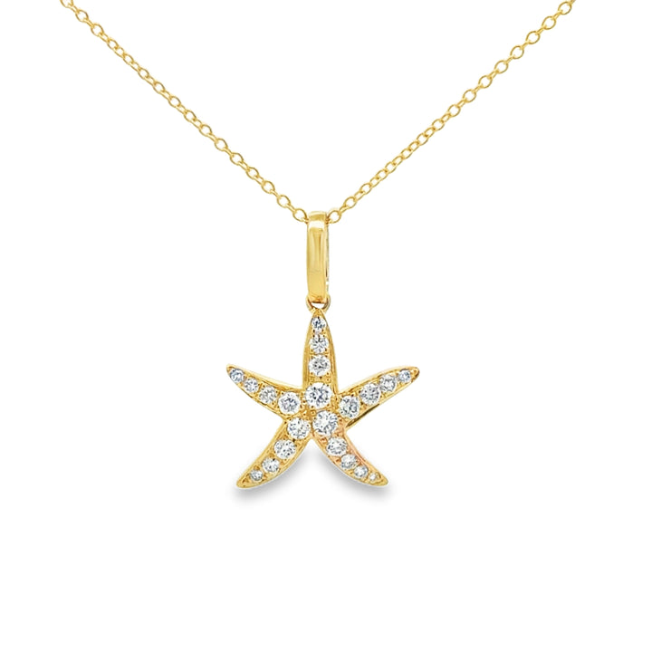 Doves 0.26 CTW Diamond 18K Yellow Gold Starfish Pendant Necklace