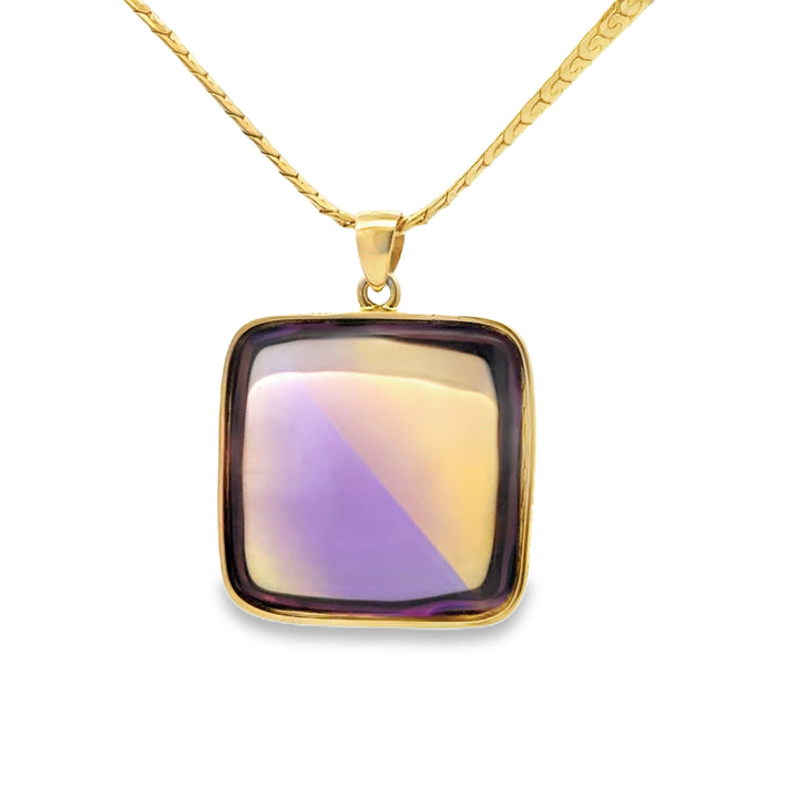 Ametrine Yellow Gold Pendant Necklace