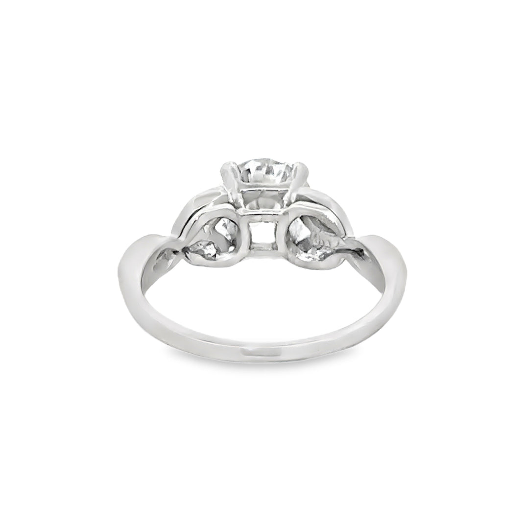 1.47 CT Diamond Platinum Vintage Engagement Ring