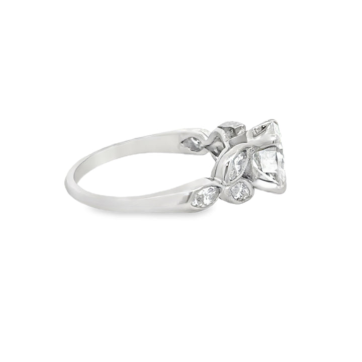 1.47 CT Diamond Platinum Vintage Engagement Ring