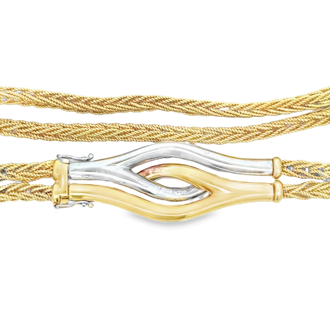 2.00 CTW Diamond 18K Yellow Gold Braided Double Chain Necklace