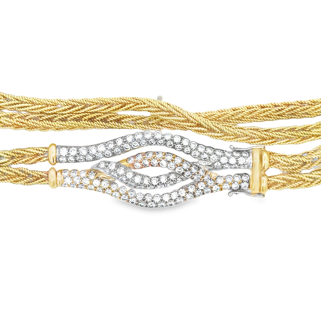 2.00 CTW Diamond 18K Yellow Gold Braided Double Chain Necklace