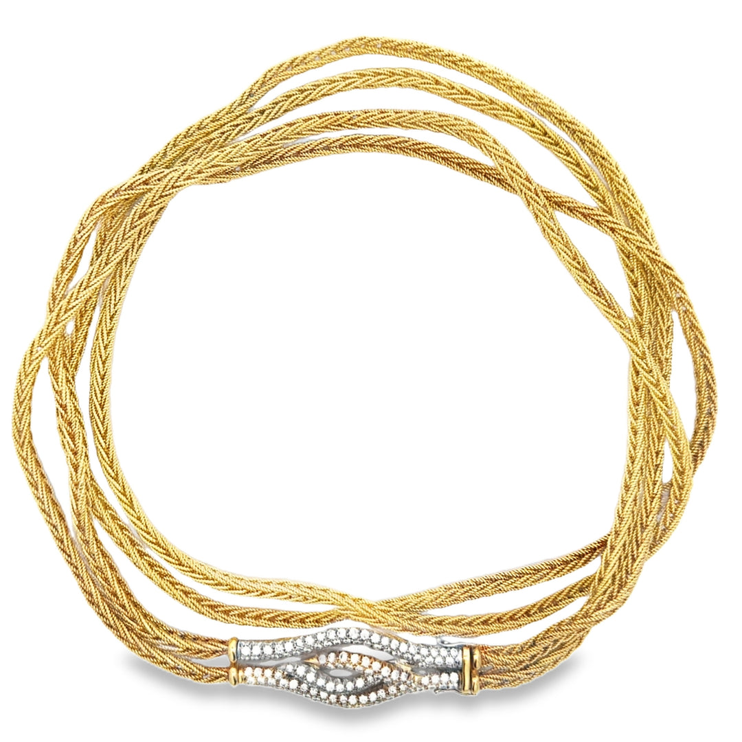 2.00 CTW Diamond 18K Yellow Gold Braided Double Chain Necklace
