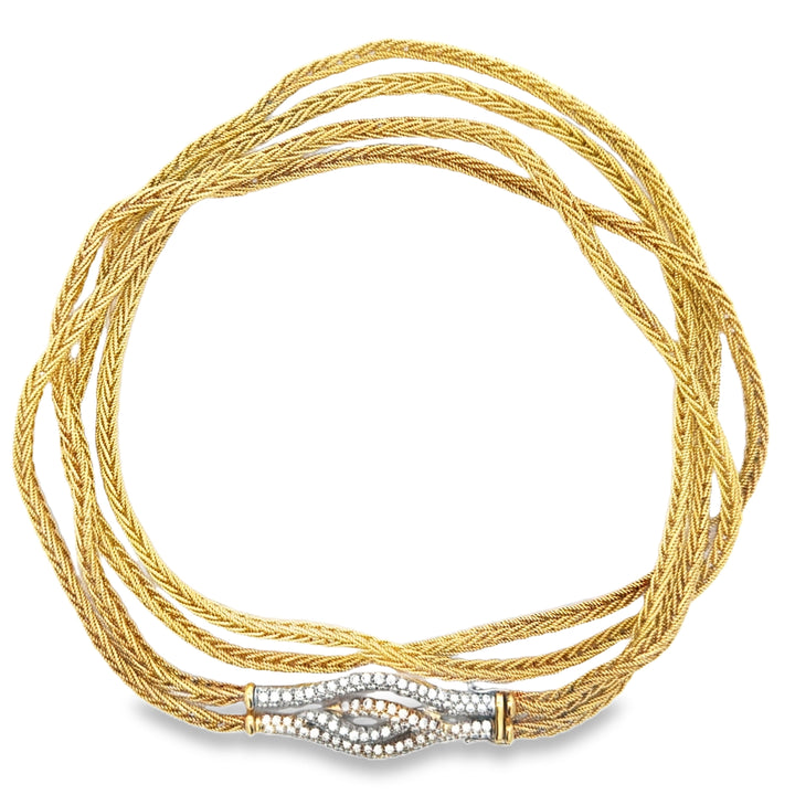 2.00 CTW Diamond 18K Yellow Gold Braided Double Chain Necklace