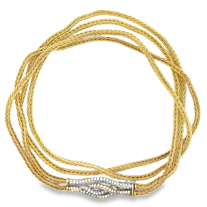 2.00 CTW Diamond 18K Yellow Gold Braided Double Chain Necklace