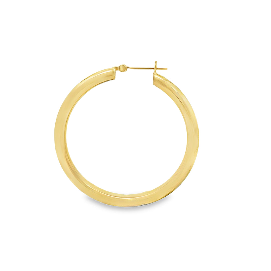 14K Yellow Gold 4.2mm Large Hoop Earrings 1 3/4"