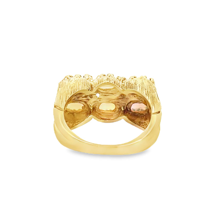 14K Yellow Gold 0.04 CTW Diamond & Opal Oval Ring