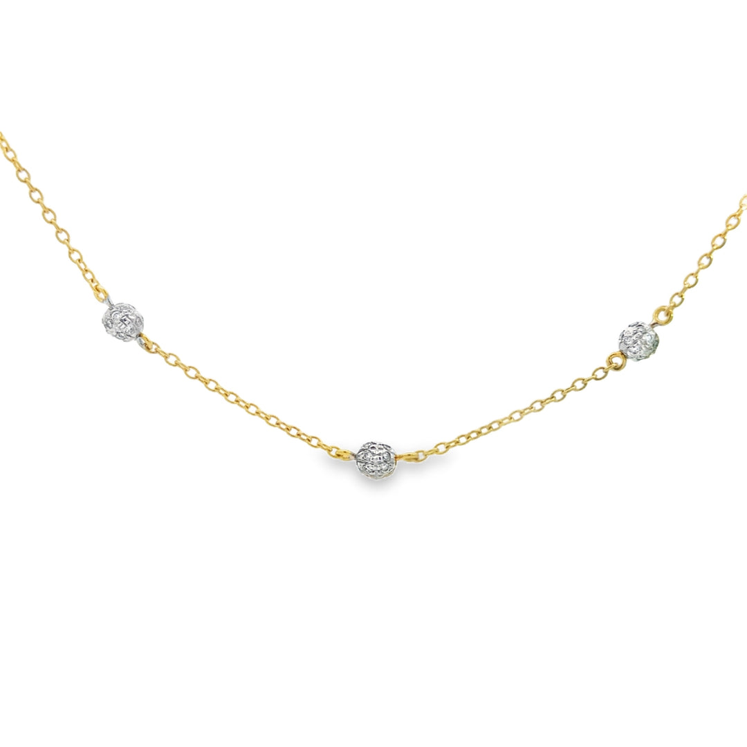 18K Yellow Gold 0.35 CTW Diamond Ball Necklace 16"