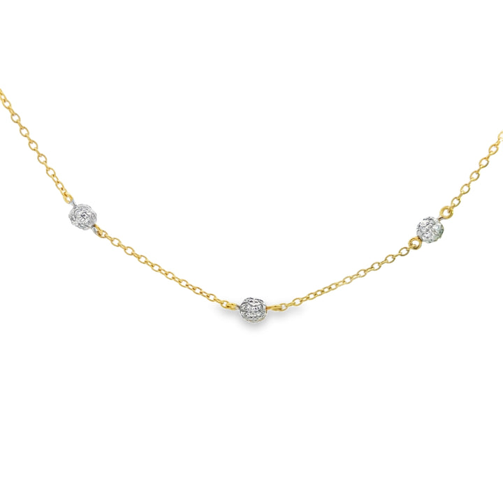 18K Yellow Gold 0.35 CTW Diamond Ball Necklace 16"