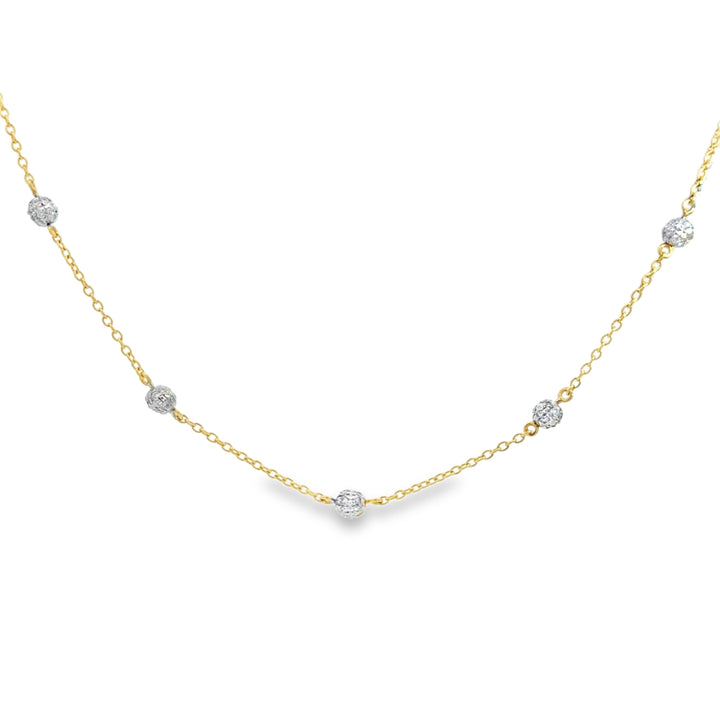 18K Yellow Gold 0.35 CTW Diamond Ball Necklace 16"
