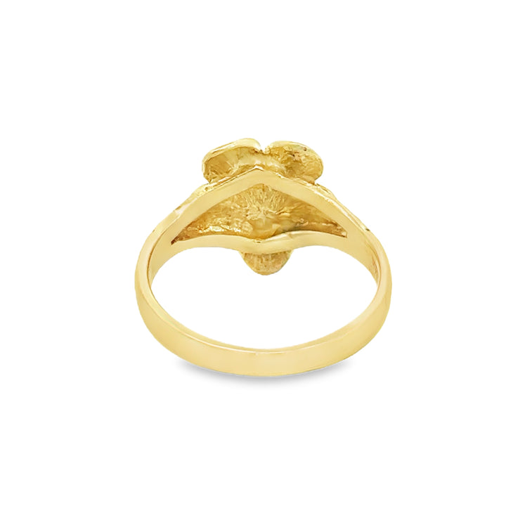 14K Yellow Gold Plumeria Flower Ring
