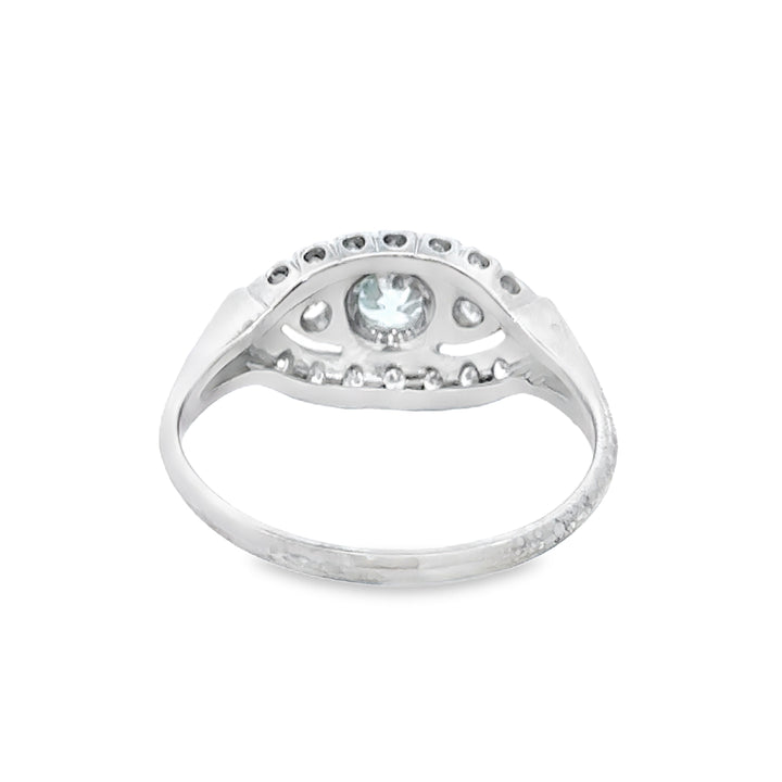 14K White Gold 1.00 CTW Diamond Art Deco Ring