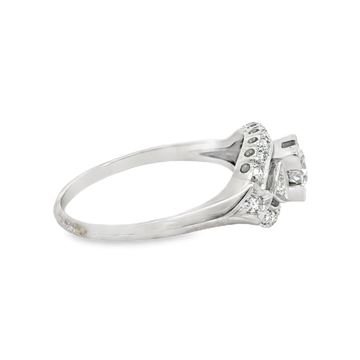 14K White Gold 1.00 CTW Diamond Art Deco Ring