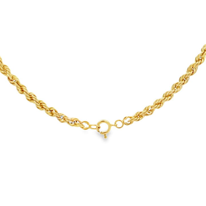 14K Yellow Gold 3.4mm Rope Chain Necklace 24"