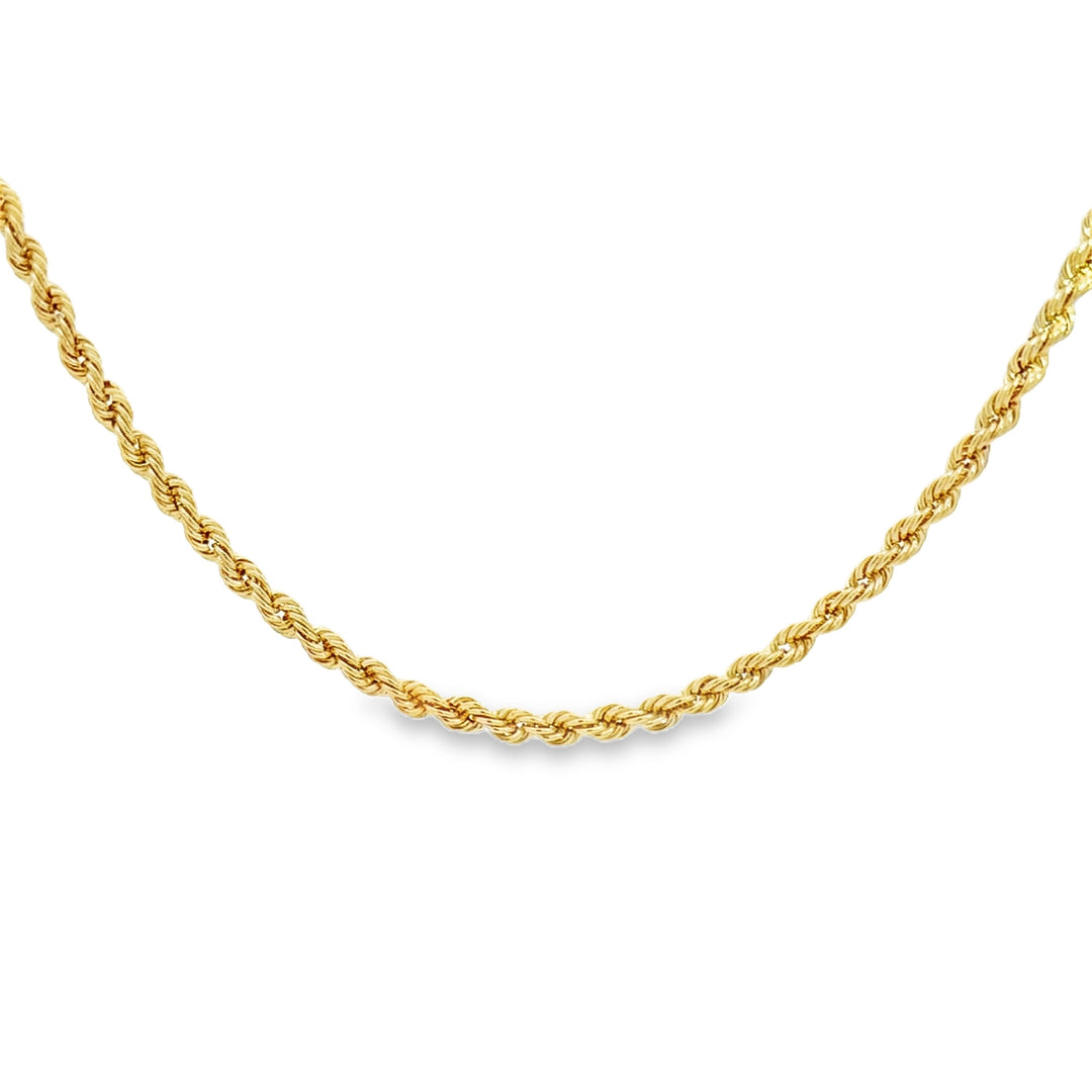 14K Yellow Gold 3.4mm Rope Chain Necklace 24"