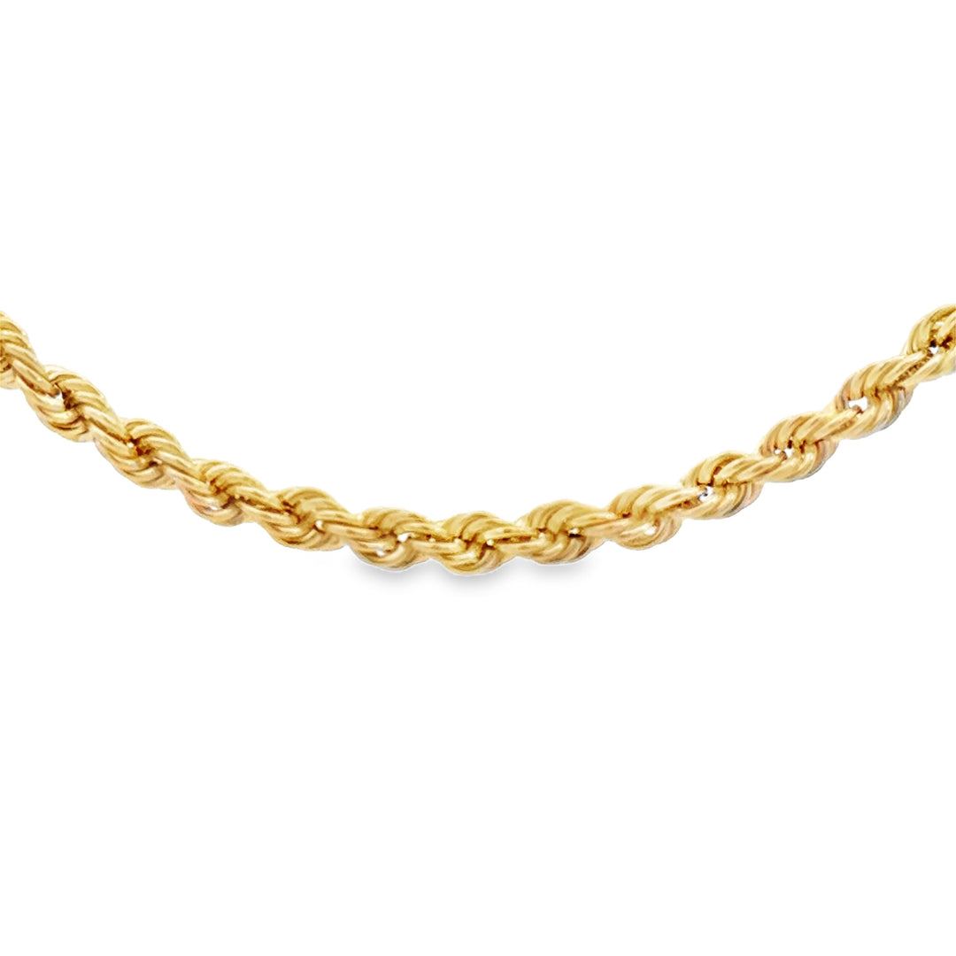 14K Yellow Gold 3.4mm Rope Chain Necklace 24"