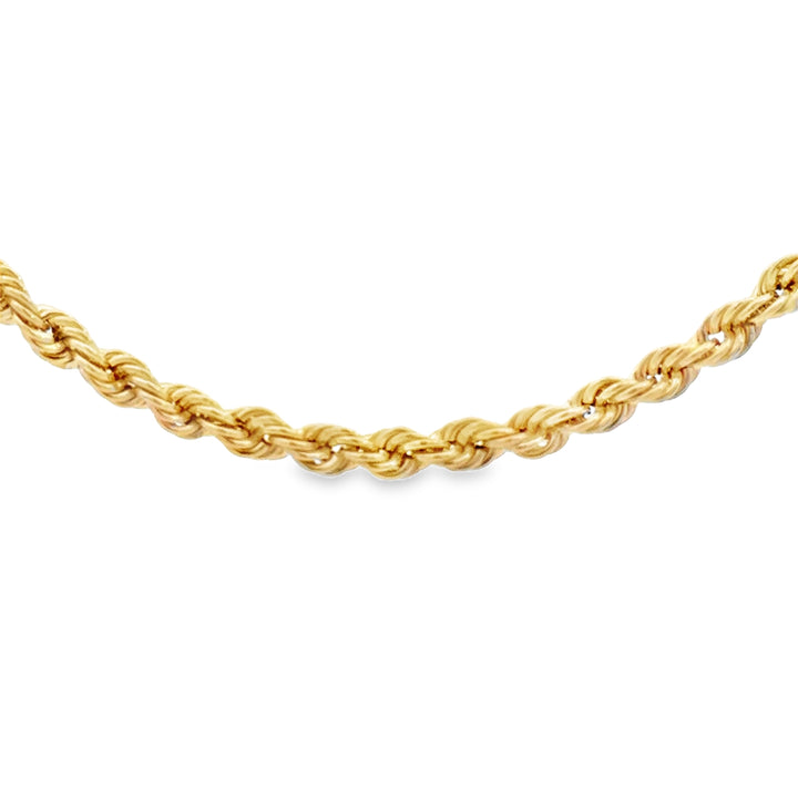 14K Yellow Gold 3.4mm Rope Chain Necklace 24"