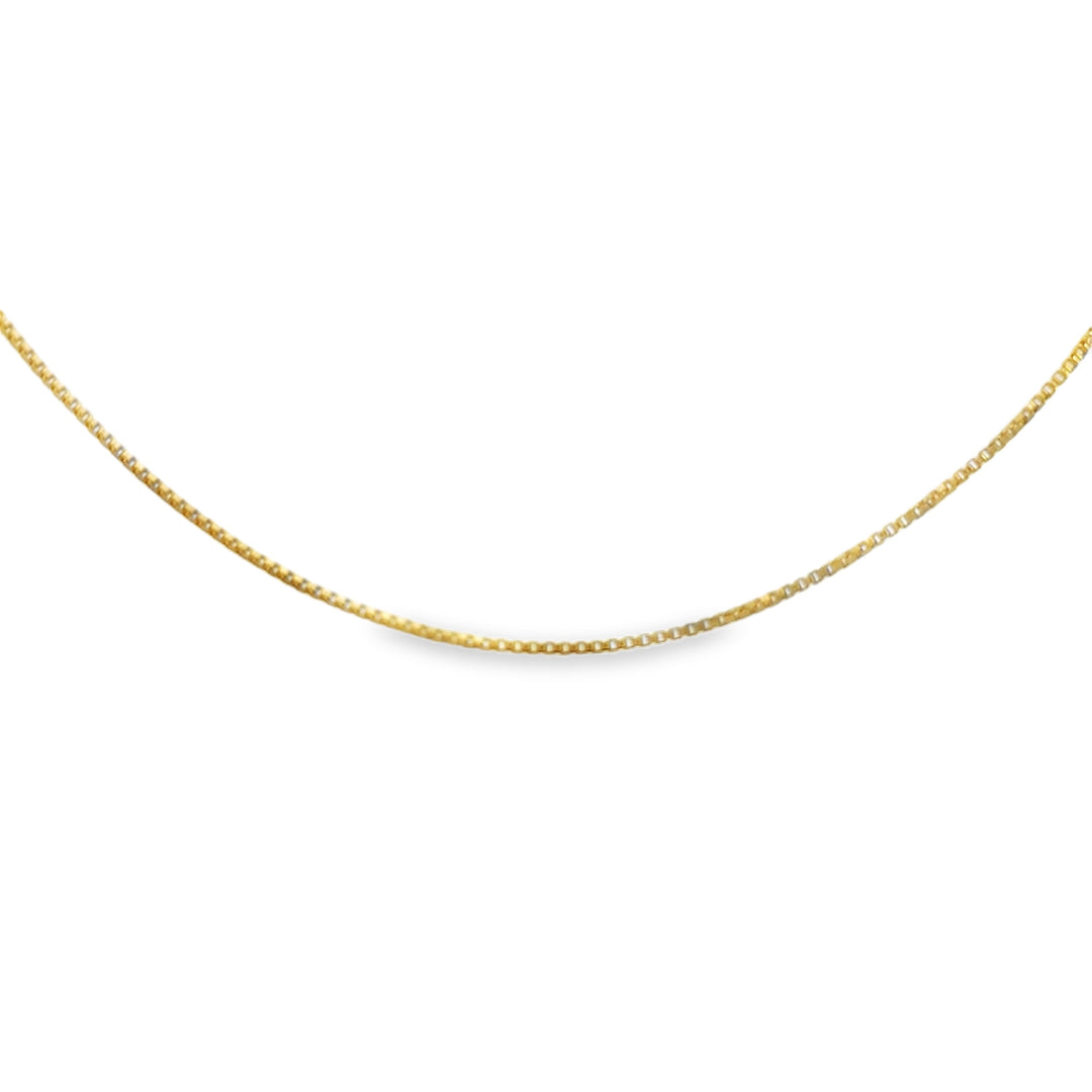 14K Yellow Gold 0.85mm Box Chain Necklace 18"