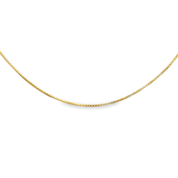 14K Yellow Gold 0.85mm Box Chain Necklace 18"