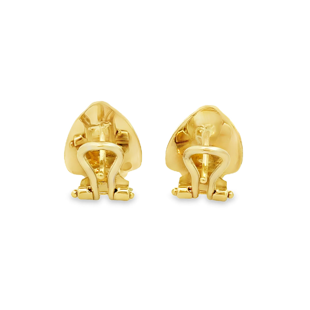 14K Yellow Gold Ribbed Drop Earrings 17mm x 12mm