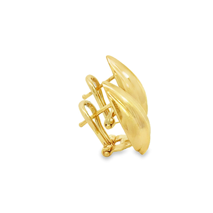 14K Yellow Gold Ribbed Drop Earrings 17mm x 12mm