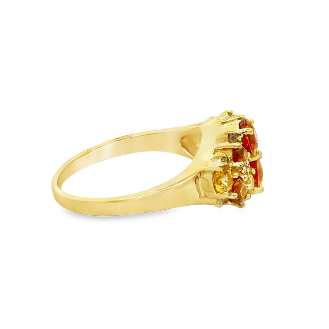 14K Yellow Gold 0.15 CTW Diamond Multi-Color Sapphire Ring