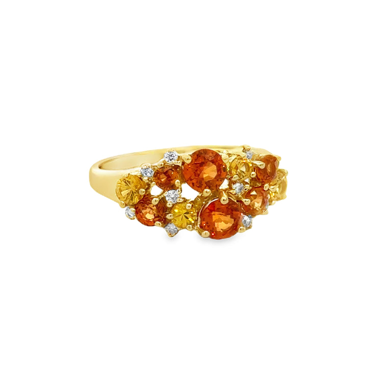 14K Yellow Gold 0.15 CTW Diamond Multi-Color Sapphire Ring