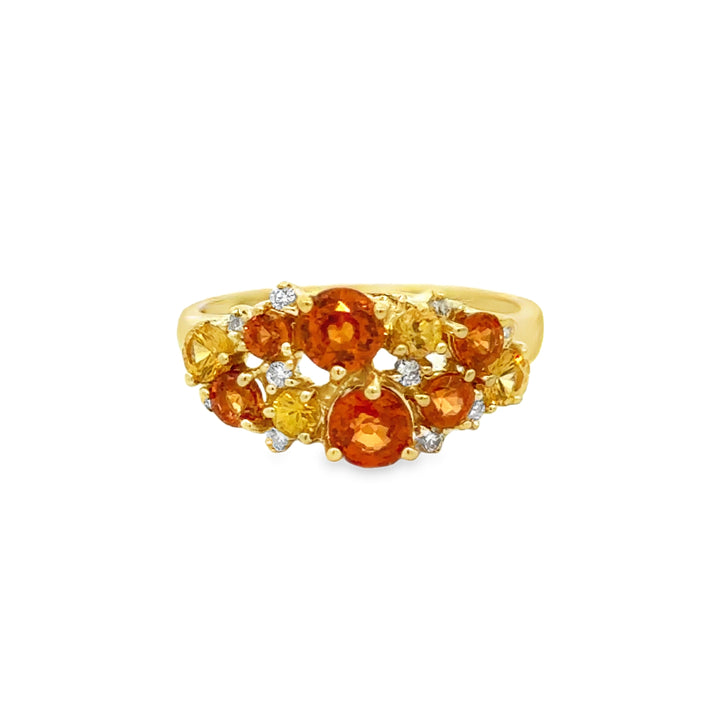 14K Yellow Gold 0.15 CTW Diamond Multi-Color Sapphire Ring