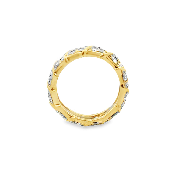 0.95 CTW Diamond Wide Band Ring 14K Yellow and White Gold