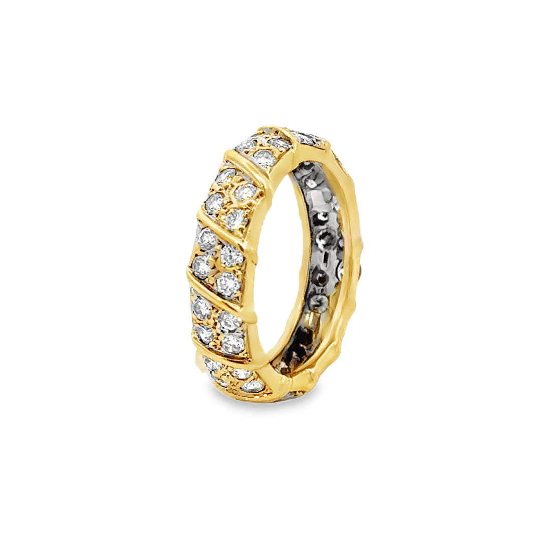 0.95 CTW Diamond Wide Band Ring 14K Yellow and White Gold