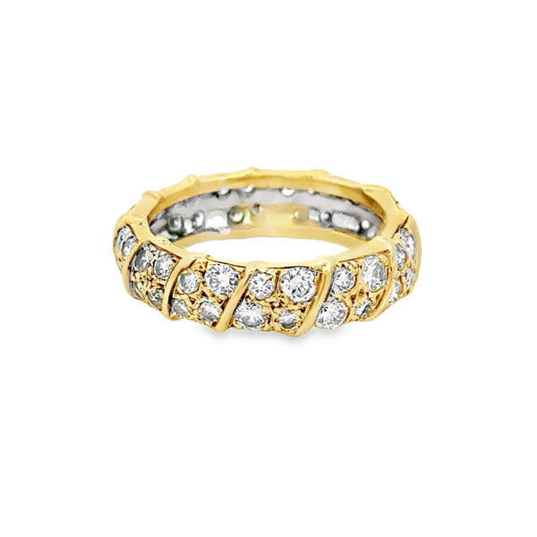 0.95 CTW Diamond Wide Band Ring 14K Yellow and White Gold
