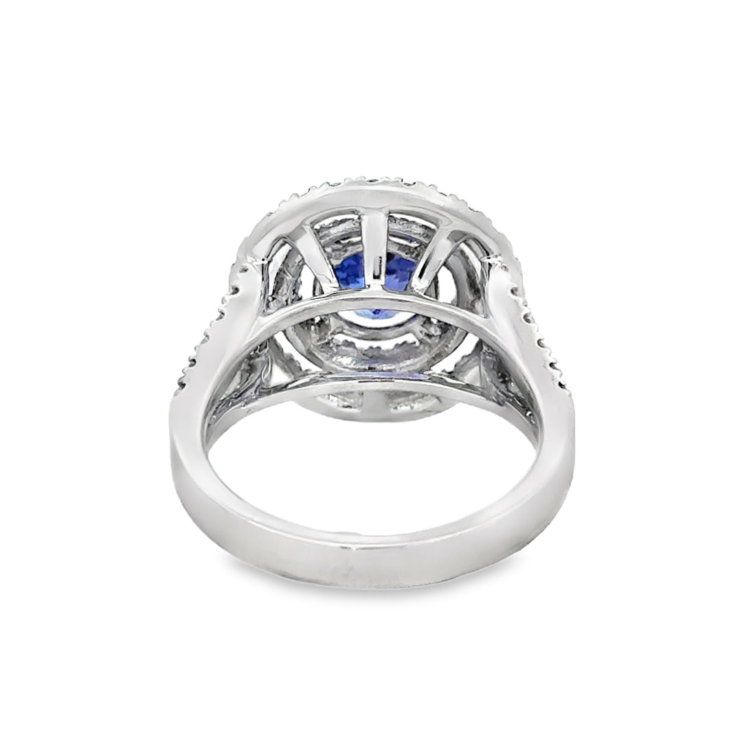 Tanzanite and Diamond Circle Ring 0.82 CTW Diamonds 18K White Gold
