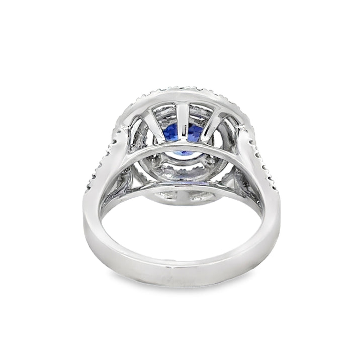 Tanzanite and Diamond Circle Ring 0.82 CTW Diamonds 18K White Gold