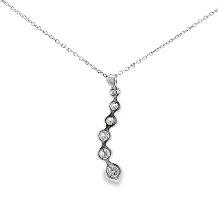 0.70 CTW Diamond Drop Pendant Necklace 14K White Gold