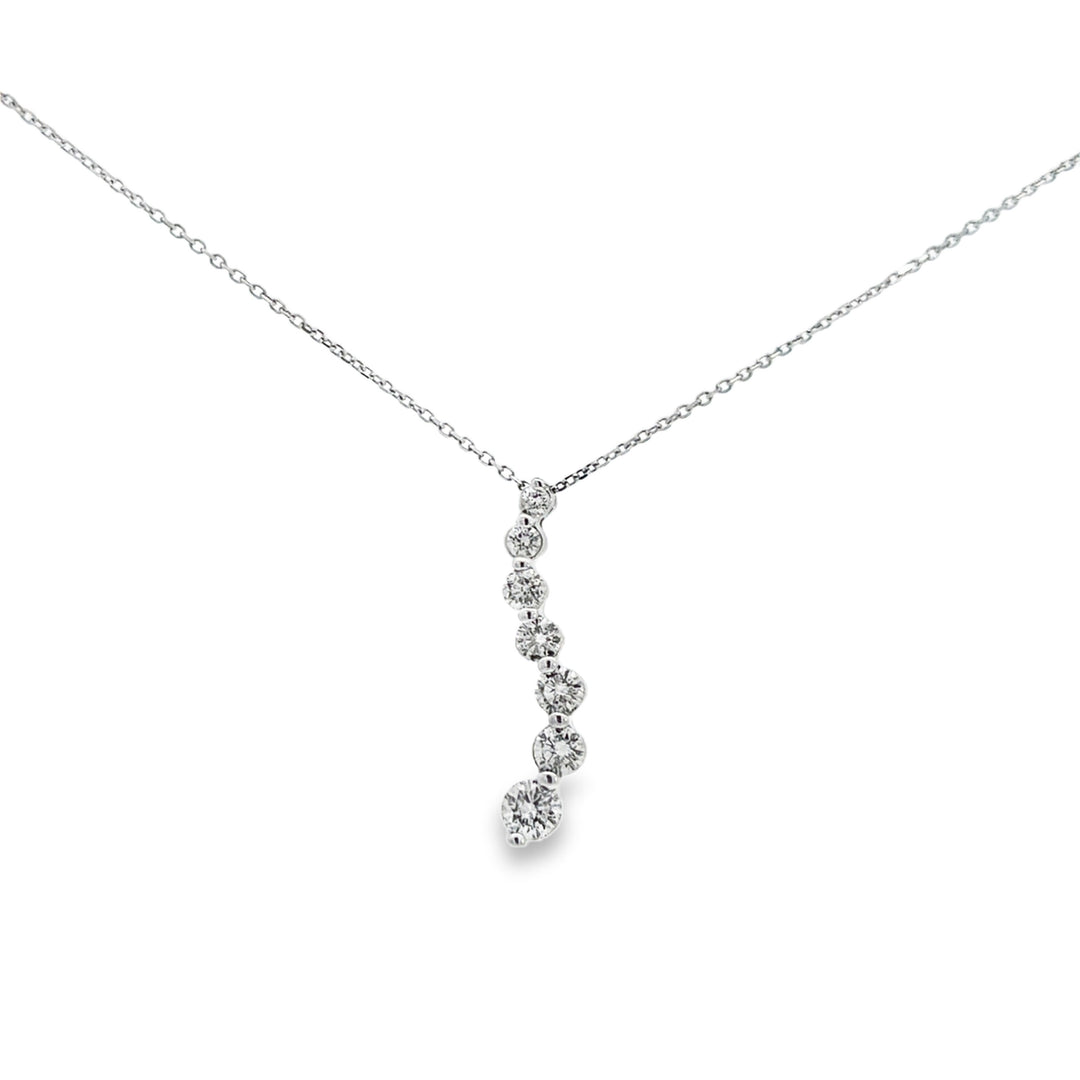 0.70 CTW Diamond Drop Pendant Necklace 14K White Gold