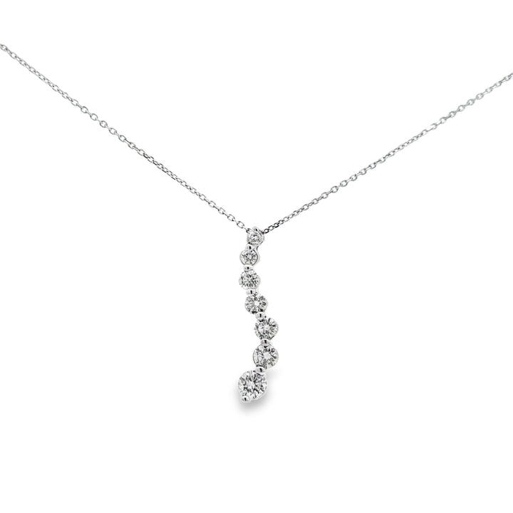 0.70 CTW Diamond Drop Pendant Necklace 14K White Gold