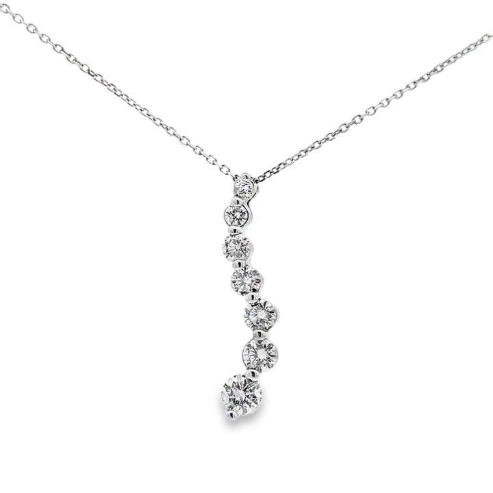 0.70 CTW Diamond Drop Pendant Necklace 14K White Gold
