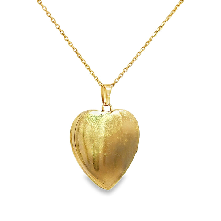 14K Yellow Gold Heart Locket Pendant Necklace