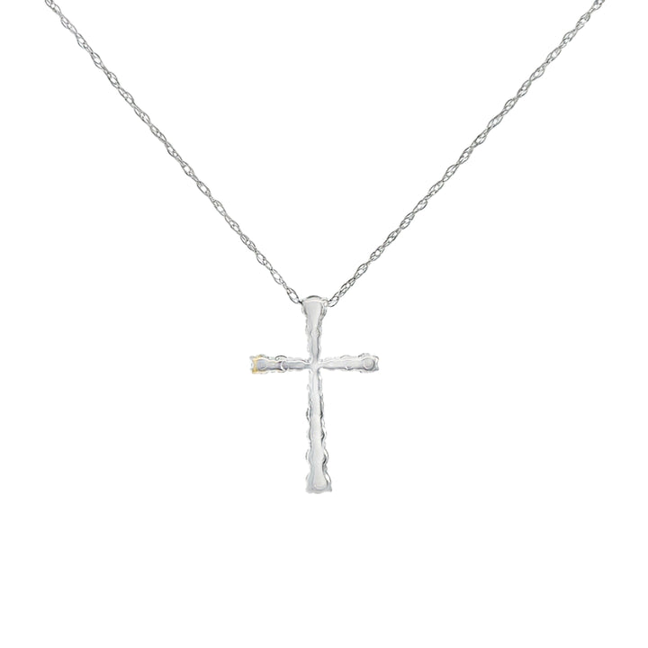 0.20 CTW Diamond Cross Pendant Necklace 14K White Gold